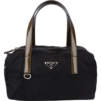 Prada Black Nylon Triangle Handbag - vintageandkickz