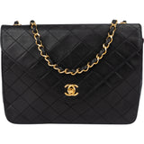 Chanel Quilted Lambskin 24K Gold Single Flap Shoulder Bag