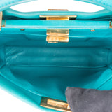 Fendi Turquoise Leather Peekaboo Handbag