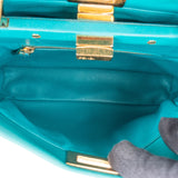 Fendi Turquoise Leather Peekaboo Handbag