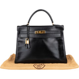 Hermès Noir Boxcalf Kelly 32 Handbag