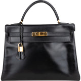 Hermès Noir Boxcalf Kelly 32 Handbag