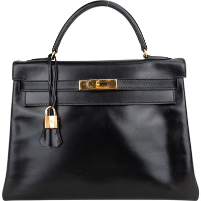 Hermès Noir Boxcalf Kelly 32 Handbag