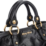 Miu Miu Black Leather Classic City Handbag