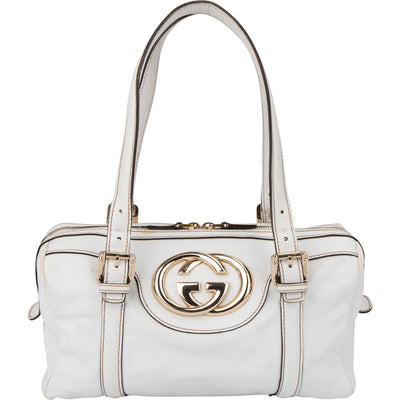 Gucci White Leather GG Handbag