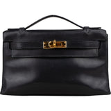 Hermès Noir Swift Leather Kelly Pochette Handbag