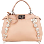 Fendi Pink Leather Flower Peekaboo Handbag - vintageandkickz