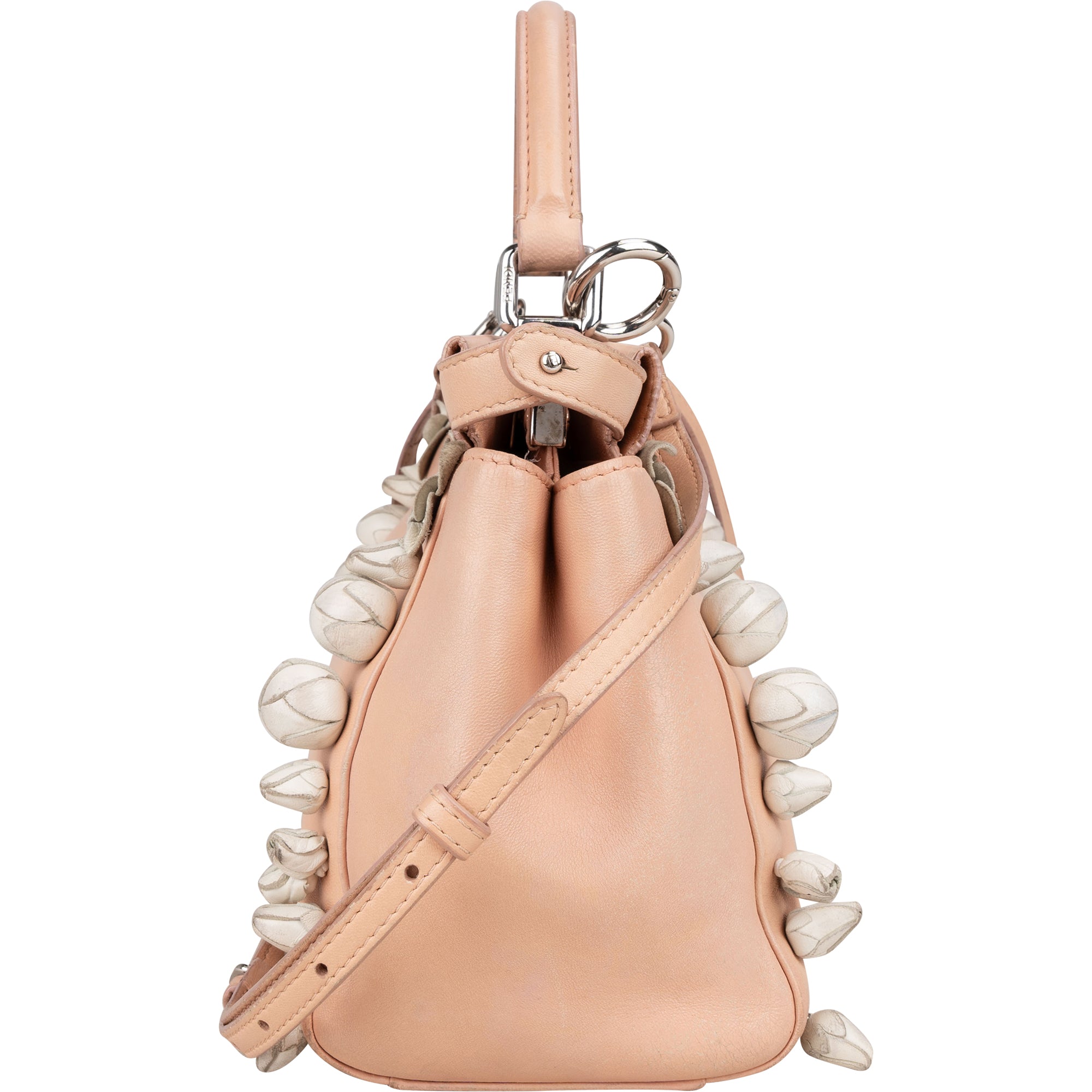 Fendi Pink Leather Flower Peekaboo Handbag - vintageandkickz