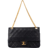 Chanel Quilted Lambskin 24K Gold Double Flap Shoulder Bag