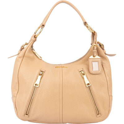 Prada Calf Leather Vitello City Hobo Bag - vintageandkickz