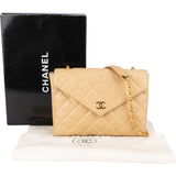 Chanel Quilted Lambskin 24K Gold Single Flap Crossbody Bag