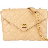 Chanel Quilted Lambskin 24K Gold Single Flap Crossbody Bag