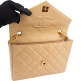 Chanel Quilted Lambskin 24K Gold Single Flap Crossbody Bag