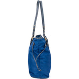Prada Blue Nylon Saffiano Leather Shopper Handbag