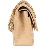 Chanel Quilted Lambskin 24K Gold Small Double Flap Crossbody Bag