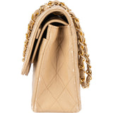 Chanel Quilted Lambskin 24K Gold Small Double Flap Crossbody Bag