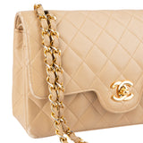 Chanel Quilted Lambskin 24K Gold Small Double Flap Crossbody Bag