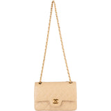 Chanel Quilted Lambskin 24K Gold Small Double Flap Crossbody Bag