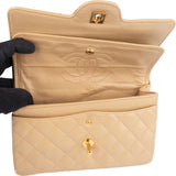 Chanel Quilted Lambskin 24K Gold Small Double Flap Crossbody Bag