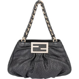 Fendi Pebbled Leather Buckle Handbag