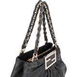 Fendi Pebbled Leather Buckle Handbag