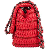 Chanel Red Seoul Crochet Antique Mini Single Flap Crossbody Bag