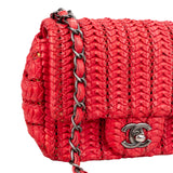 Chanel Red Seoul Crochet Antique Mini Single Flap Crossbody Bag