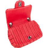 Chanel Red Seoul Crochet Antique Mini Single Flap Crossbody Bag