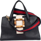 Gucci Bicolor Calfskin Bamboo Buckle Handbag