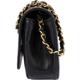 Chanel Stitching Lambskin 24K Gold Halfmoon Single Flap Shoulder Bag