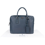 Prada Blue Saffiano Leather Business Handbag