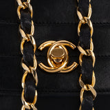 Chanel Stitching Lambskin 24K Gold Halfmoon Single Flap Shoulder Bag