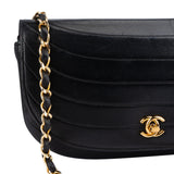 Chanel Stitching Lambskin 24K Gold Halfmoon Single Flap Shoulder Bag