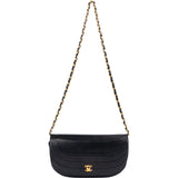 Chanel Stitching Lambskin 24K Gold Halfmoon Single Flap Shoulder Bag