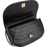 Chanel Stitching Lambskin 24K Gold Halfmoon Single Flap Shoulder Bag