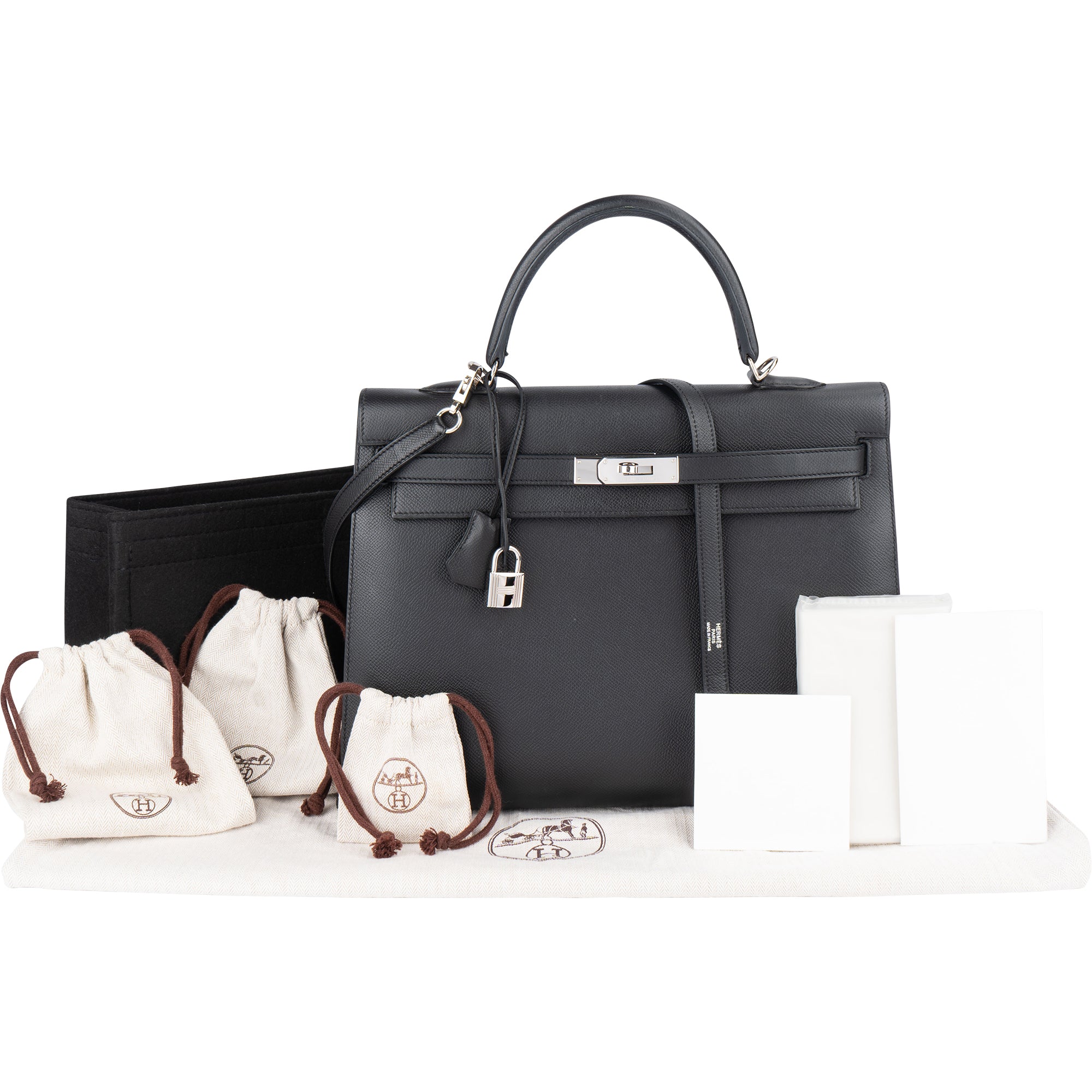 Hermès Noir Epsom Leather Sellier Kelly 35 Handbag - vintageandkickz