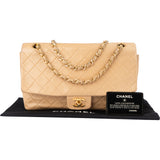Chanel Quilted Lambskin 24K Gold Single Flap Crossbody Bag