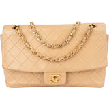 Chanel Quilted Lambskin 24K Gold Single Flap Crossbody Bag