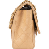 Chanel Quilted Lambskin 24K Gold Single Flap Crossbody Bag
