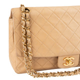 Chanel Quilted Lambskin 24K Gold Single Flap Crossbody Bag
