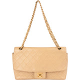 Chanel Quilted Lambskin 24K Gold Single Flap Crossbody Bag