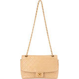 Chanel Quilted Lambskin 24K Gold Single Flap Crossbody Bag
