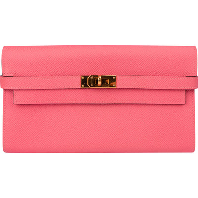 Hermès Pink Epsom Leather Kelly Wallet - vintageandkickz
