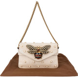 Gucci White Leather Queen Margret Bee Shoulder Bag