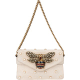 Gucci White Leather Queen Margret Bee Shoulder Bag