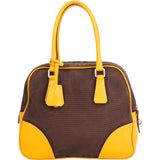 Prada Yellow Leather Side Triangle Handbag