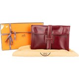 Hermès Bordeaux Calfskin Jige Clutch