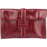 Hermès Bordeaux Calfskin Jige Clutch