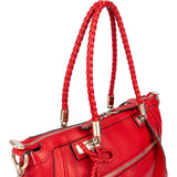 Gucci Red Leather Bamboo Handbag