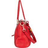Gucci Red Leather Bamboo Handbag